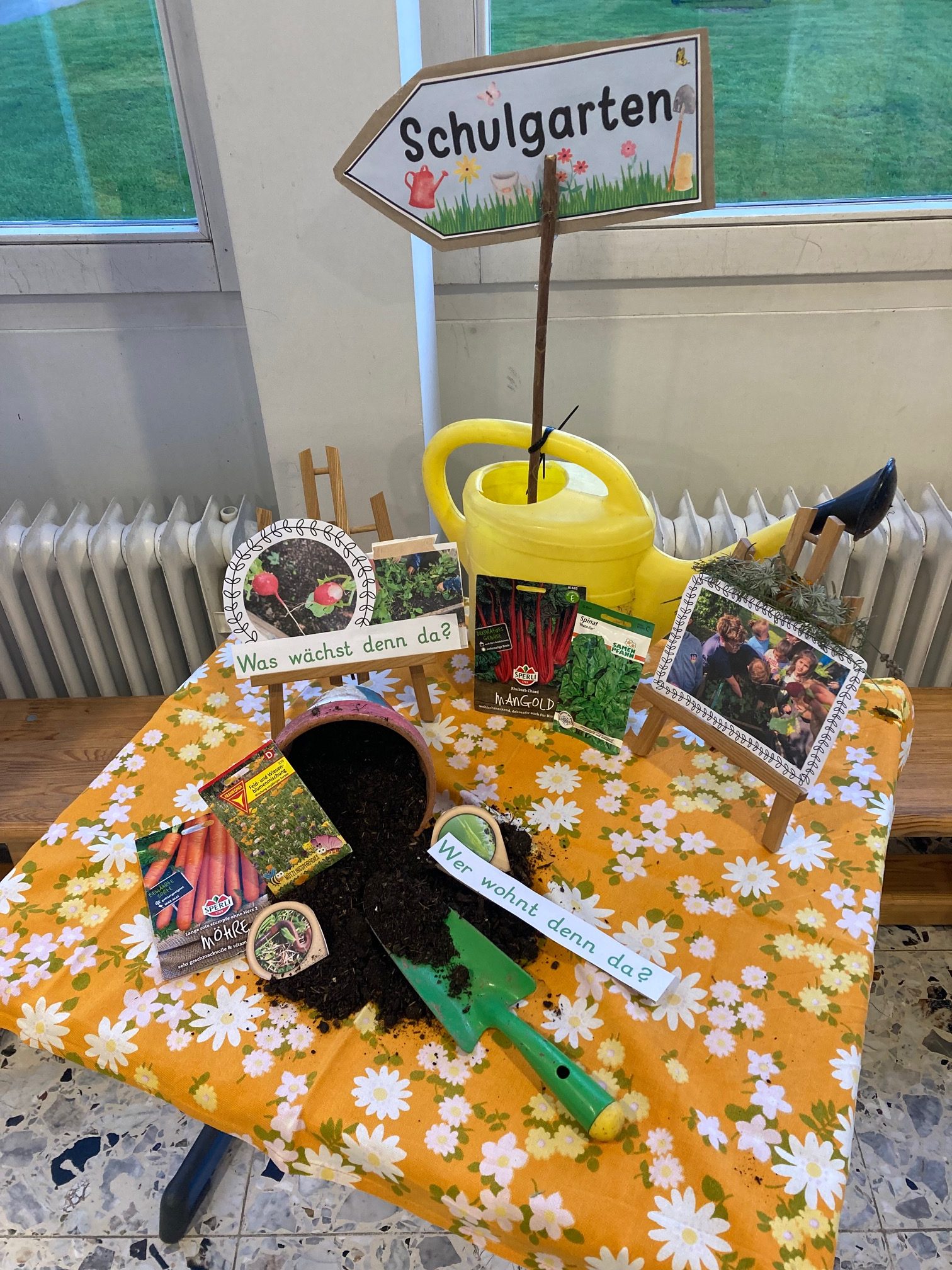 Schulgarten-Info-Tisch